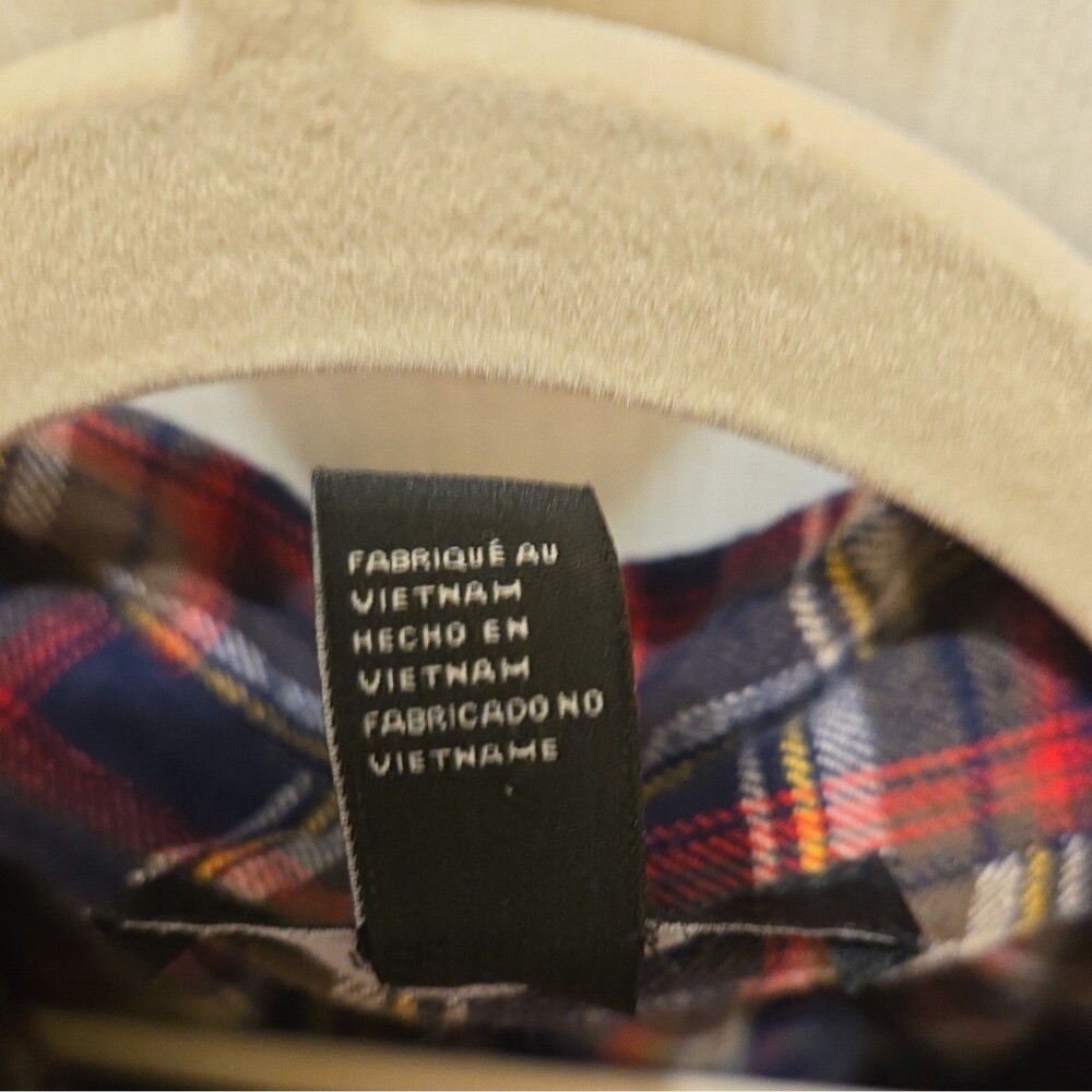 Forever 21 Women's Medium Flannel Cropped Shirt Plaid Striped Button Down Top - Picture 4 of 7